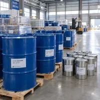 allyl-chloride-cas-107-05-1-drums-warehouse-storage Allyl chloride CAS 107-05-1 in blue steel drums and stainless steel drums stored in warehouse