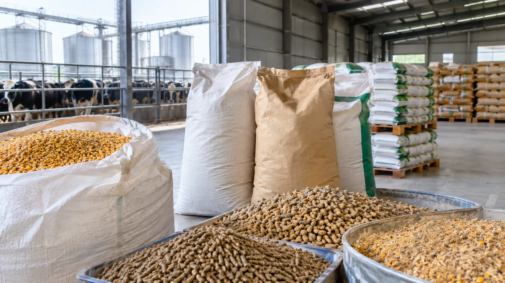 Bulk animal feed pellets produced with agricultural feed additives supplied by UAT Chemical