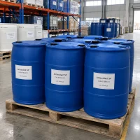 Antioxidant SP CAS 61788-44-1 in blue plastic drums arranged on pallet in warehouse