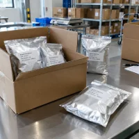 betaine-anhydrous-cas-107-43-7-1kg-aluminum-foil-sample-bag-workbench Betaine Anhydrous CAS 107-43-7 1kg aluminum foil sample bags in carton on laboratory workbench