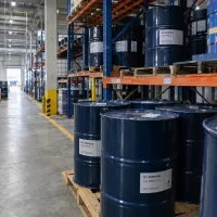 d-limonene-cas-5989-27-5-steel-drums-warehouse D-Limonene CAS 5989-27-5 stored in blue steel drums on pallets and warehouse racks