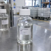 Dioctyl Phthalate (DOP) CAS 117-81-7 clear colorless liquid in glass sample bottle