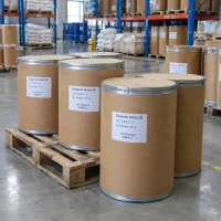 disperse-violet-26-cas-6408-72-6-25kg-fiber-drums-pallet Disperse Violet 26 CAS 6408-72-6 in 25 kg fiber drums arranged on pallet in warehouse