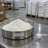 magnesium-bisglycinate-cas-14783-68-7-white-powder Magnesium Bisglycinate CAS 14783-68-7 white powder in stainless steel bowl with measuring scoop