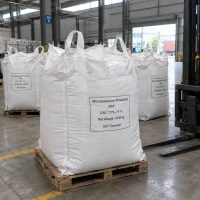 monopotassium-phosphate-cas-7778-77-0-1000kg-ton-bags Monopotassium phosphate (MKP, CAS 7778-77-0) in 1000 kg FIBC ton bags labeled UAT Chemical on pallets beside a forklift
