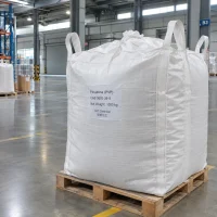 Povidone (PVP, CAS 9003-39-8) in a 1000 kg white FIBC bulk bag with lifting loops on a wooden pallet