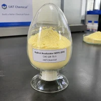 rubber-accelerator-mbts-dm-cas-120-78-5-pale-yellow-powder-glass-vial Rubber Accelerator MBTS (DM) CAS 120-78-5 pale yellow powder in glass egg-shaped vial