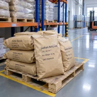 sodium-butyrate-cas-156-54-7-25kg-kraft-paper-bags-pallet Sodium Butyrate CAS 156-54-7 in 25 kg kraft paper bags stacked on pallet in warehouse