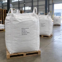 Sodium carbonate soda ash CAS 497-19-8 in 1000 kg FIBC ton bags on wooden pallets in warehouse
