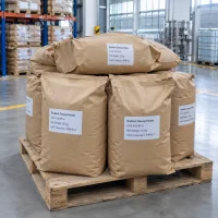 Sodium deoxycholate (CAS 302-95-4) in 25 kg kraft paper bags stacked on a wooden pallet in a warehouse