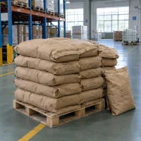 tannic-acid-cas-1401-55-4-25kg-kraft-paper-bags-pallet Tannic Acid CAS 1401-55-4 in 25 kg kraft paper bags stacked on pallet in warehouse