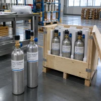 thionyl-tetrafluoride-cas-13709-54-1-aluminum-cylinders-wooden-crate Thionyl tetrafluoride SOF4 CAS 13709-54-1 in aluminum cylinders packed with foam in wooden crate