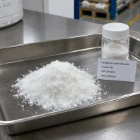 white-crystalline-pyridoxine-hydrochloride-vitamin-b6-powder-sample Close-up of high-purity white crystalline Pyridoxine Hydrochloride Vitamin B6 CAS 58-56-0 powder sample from UAT Chemical B2B supplier.